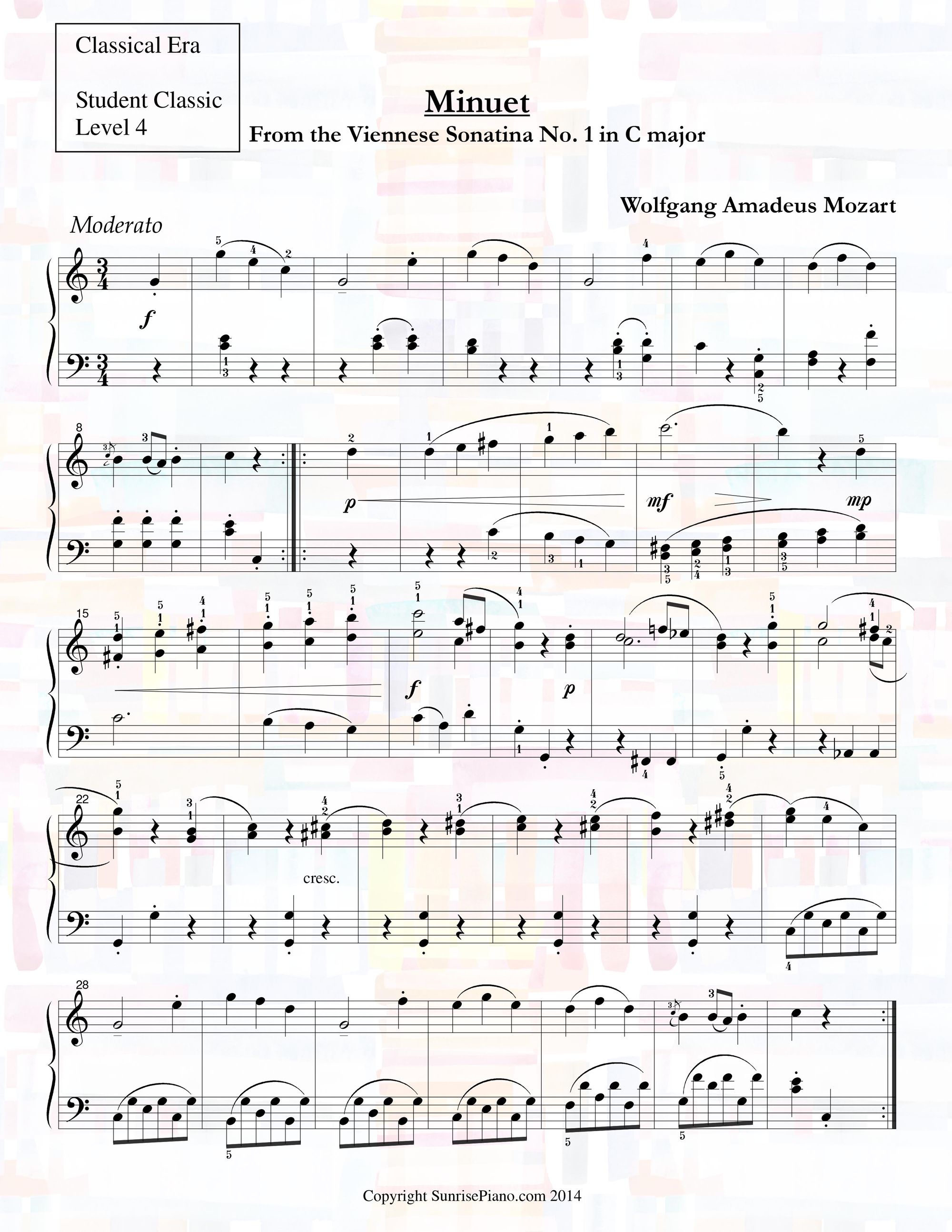 Mozart Minuet Piano Sheet Music