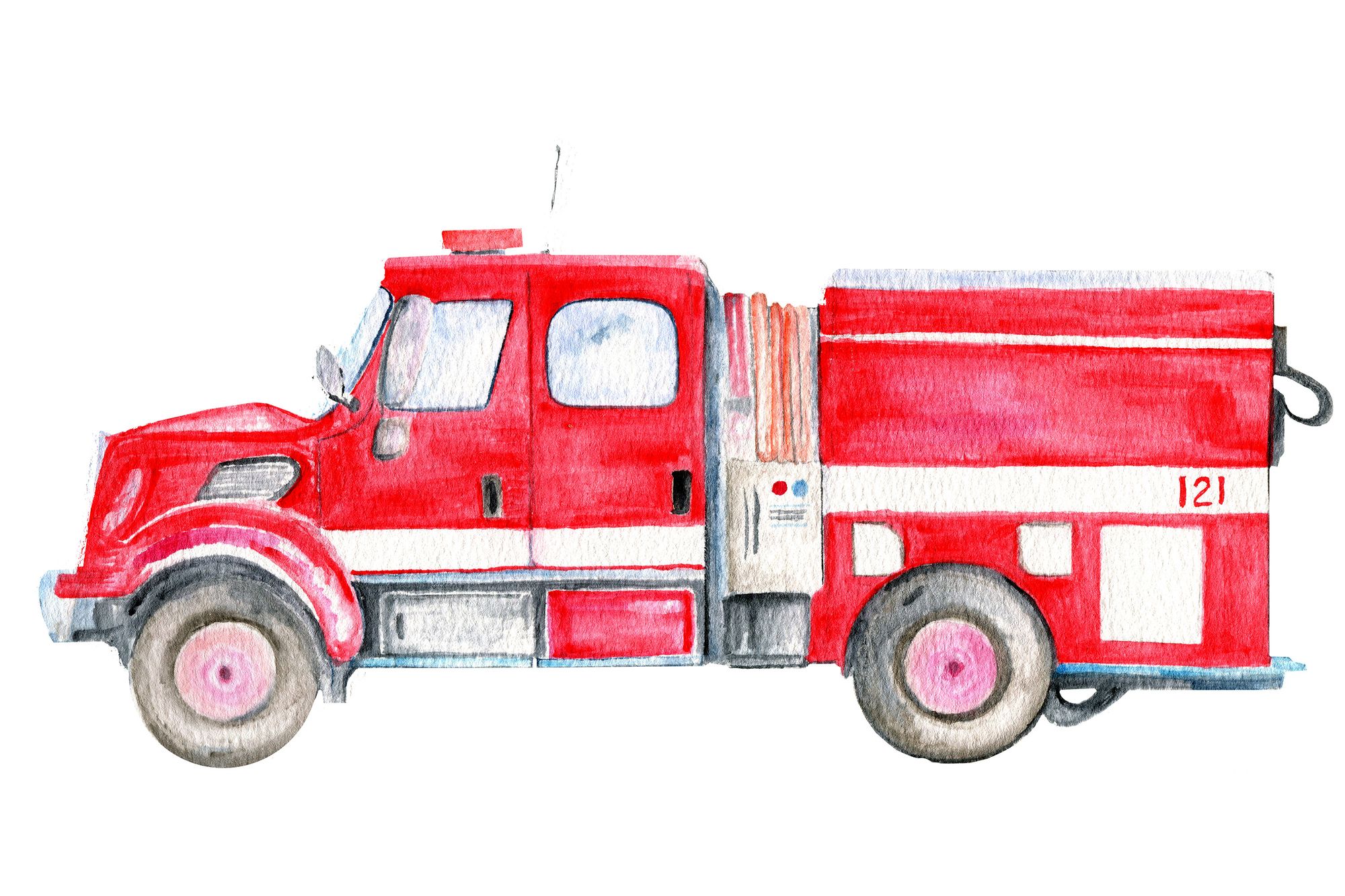 Схема рисования пожарной машины для детей