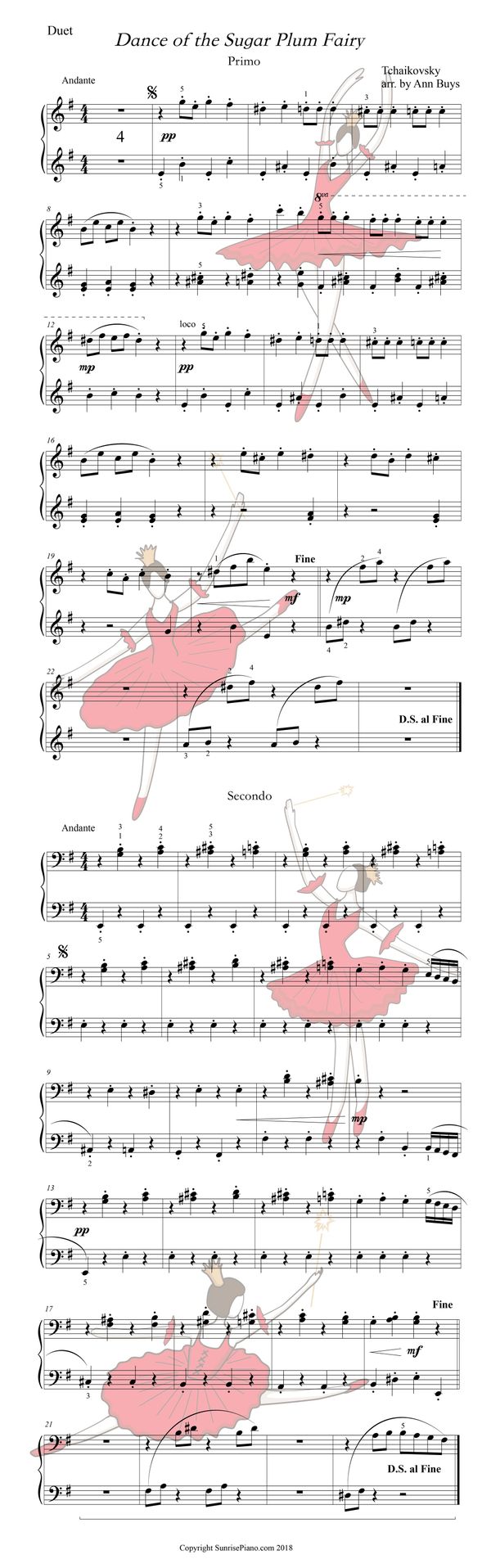 Dance Of The Sugar Plum Fairy Duet Intermediate Piano Sheet Music